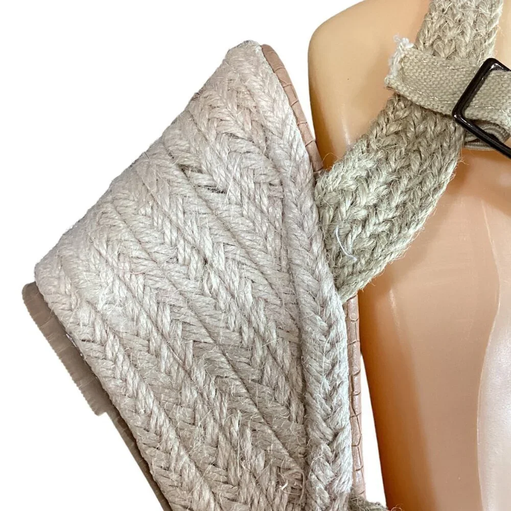 Rope & Canvas Strappy Wedge Espadrille Sandal Sz 7 #42S‎